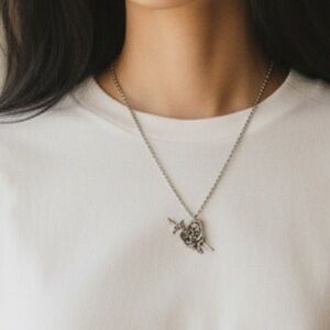 Silver Rose Pendant Necklace